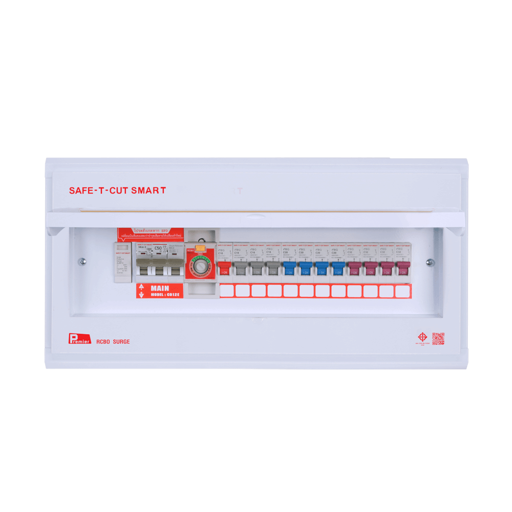 ชุดตู้คอนซูเมอร์ 12 ช่อง เบรคเกอร์กันดูด 50 แอมป์ เซฟ-ที-คัท สมาร์ท รุ่น PREMIER SURGE_0
